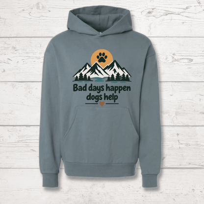 Bad days happen Dogs help Human Hoodie - FluffnCoGrey Heatherxs