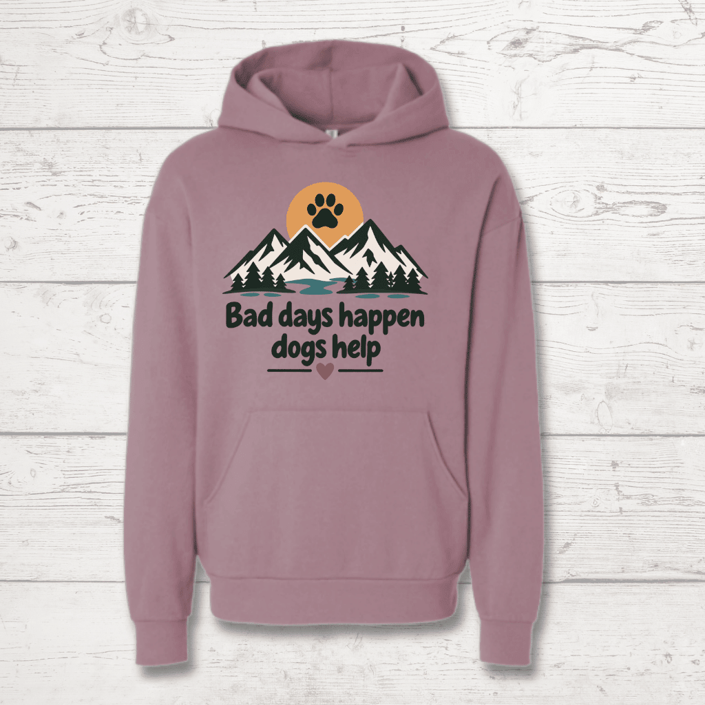 Bad days happen Dogs help Human Hoodie - FluffnCoGrey Heatherxs