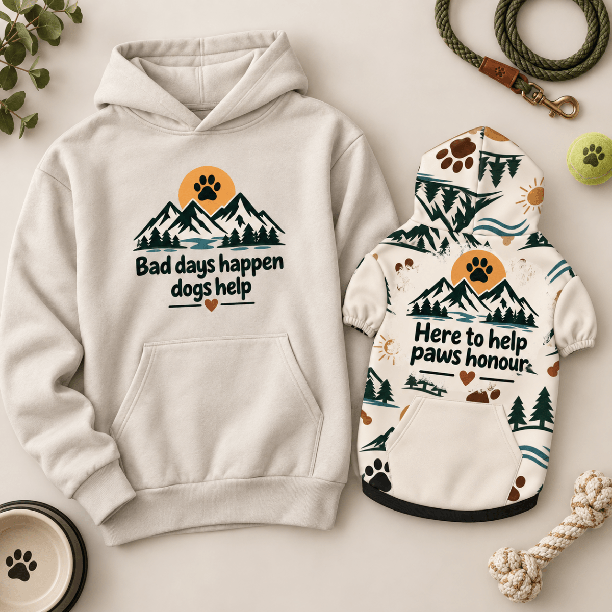 Bad days happen Dogs help Human Hoodie - FluffnCoGrey Heatherxs