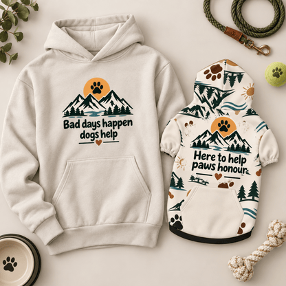 Bad days happen Dogs help Human Hoodie - FluffnCoGrey Heatherxs