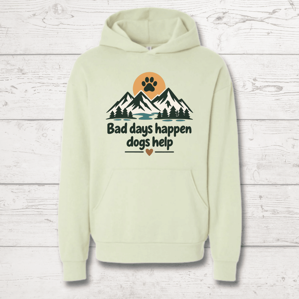 Bad days happen Dogs help Human Hoodie - FluffnCoGrey Heatherxs