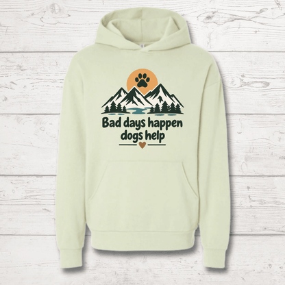 Bad days happen Dogs help Human Hoodie - FluffnCoGrey Heatherxs