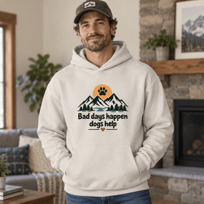 Bad days happen Dogs help Human Hoodie - FluffnCoGrey Heatherxs