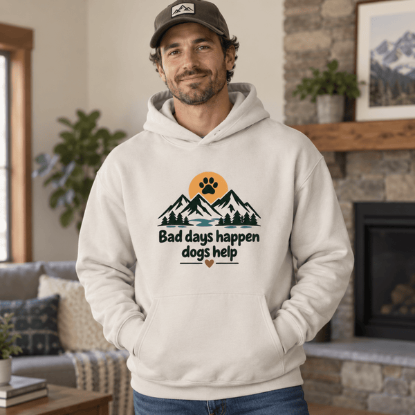 Bad days happen Dogs help Human Hoodie - FluffnCoGrey Heatherxs