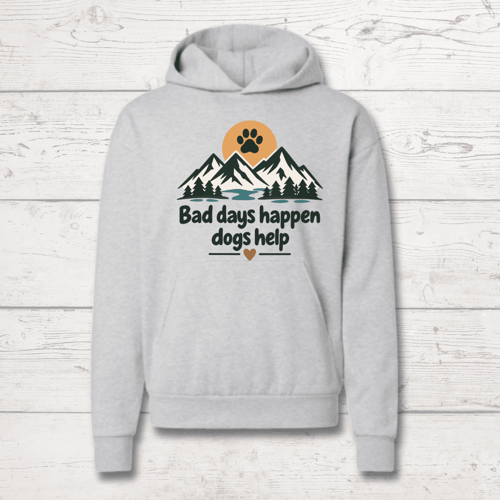 Bad days happen Dogs help Human Hoodie - FluffnCoGrey Heatherxs