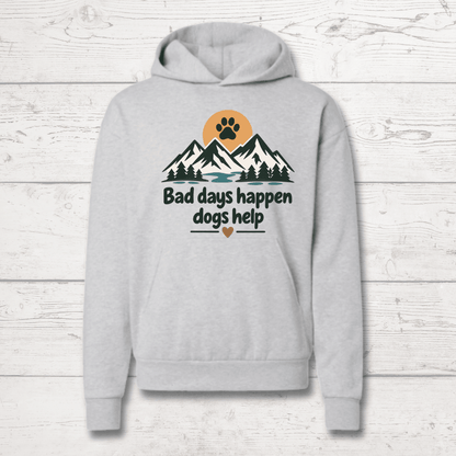 Bad days happen Dogs help Human Hoodie - FluffnCoGrey Heatherxs