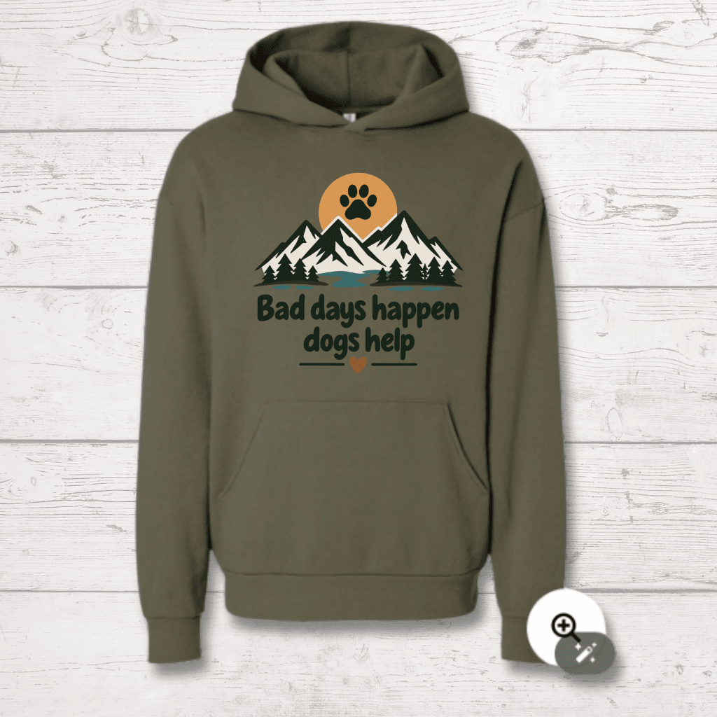 Bad days happen Dogs help Human Hoodie - FluffnCoGrey Heatherxs