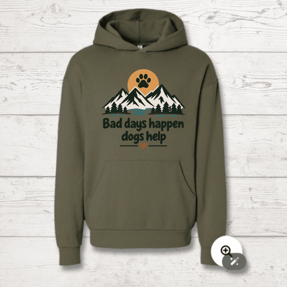 Bad days happen Dogs help Human Hoodie - FluffnCoGrey Heatherxs