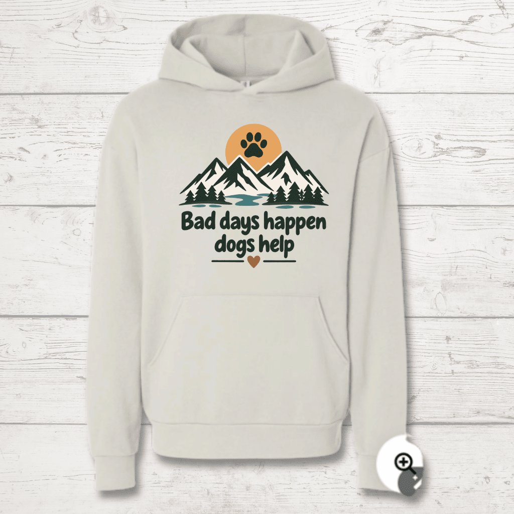 Bad days happen Dogs help Human Hoodie - FluffnCoGrey Heatherxs