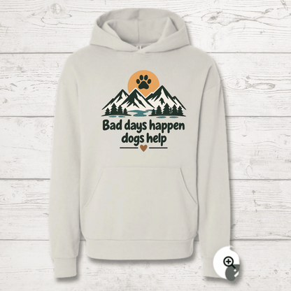 Bad days happen Dogs help Human Hoodie - FluffnCoGrey Heatherxs