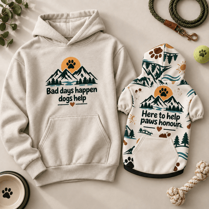 Bad days happen Dogs help Human Hoodie - FluffnCoGrey Heatherxssoft