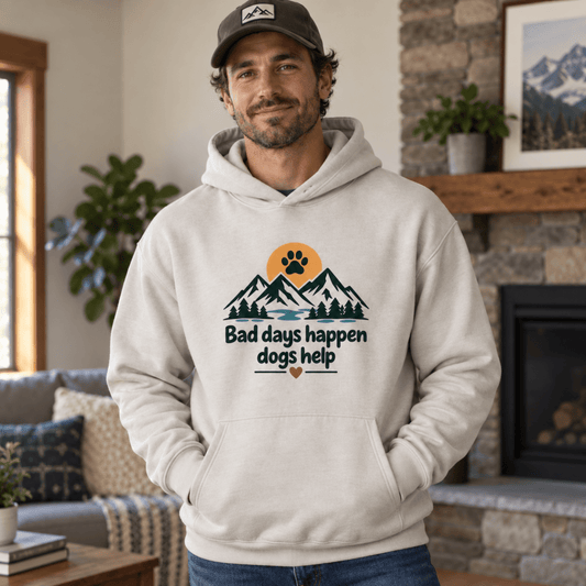Bad days happen Dogs help Human Hoodie - FluffnCoGrey Heatherxssoft