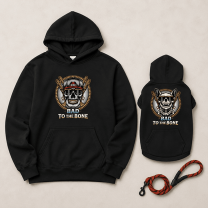 Bad to the Bone Matching Dog & Owner Hoodie Set - FluffnCoSandstonexsSmatchingset