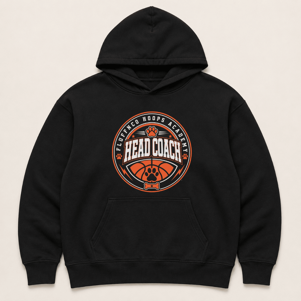 Basketball Head Coach Human Hoodie - FluffnCoPigment Blackxshuman only