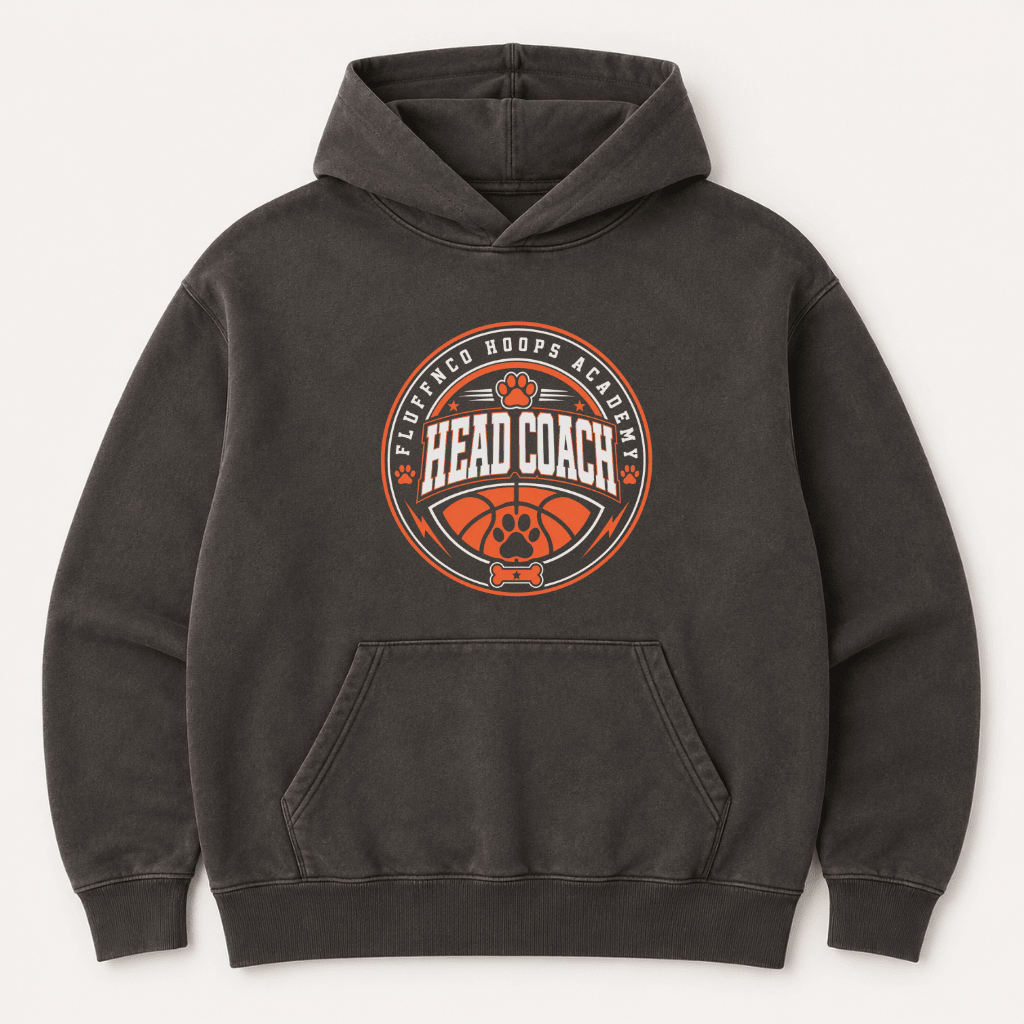 Basketball Head Coach Human Hoodie - FluffnCoPigment Blackxshuman only