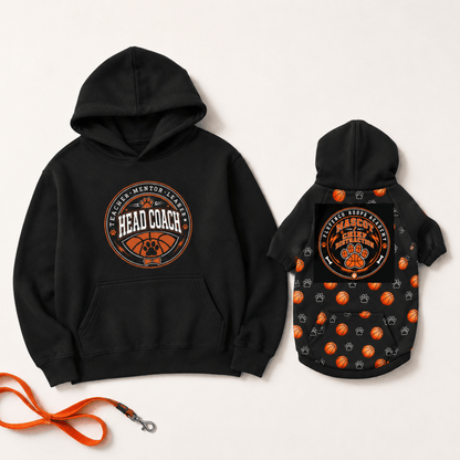 Basketball Head Coach & Mascot Pet and Owner Hoodie Set - FluffnCoPigment BlackxsS
