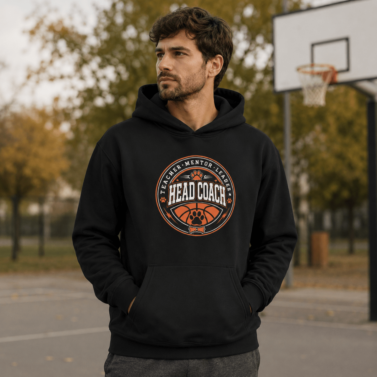 Basketball Head Coach & Mascot Pet and Owner Hoodie Set - FluffnCoPigment BlackxsS