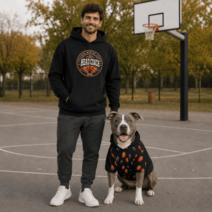 Basketball Head Coach & Mascot Pet and Owner Hoodie Set - FluffnCoPigment BlackxsS
