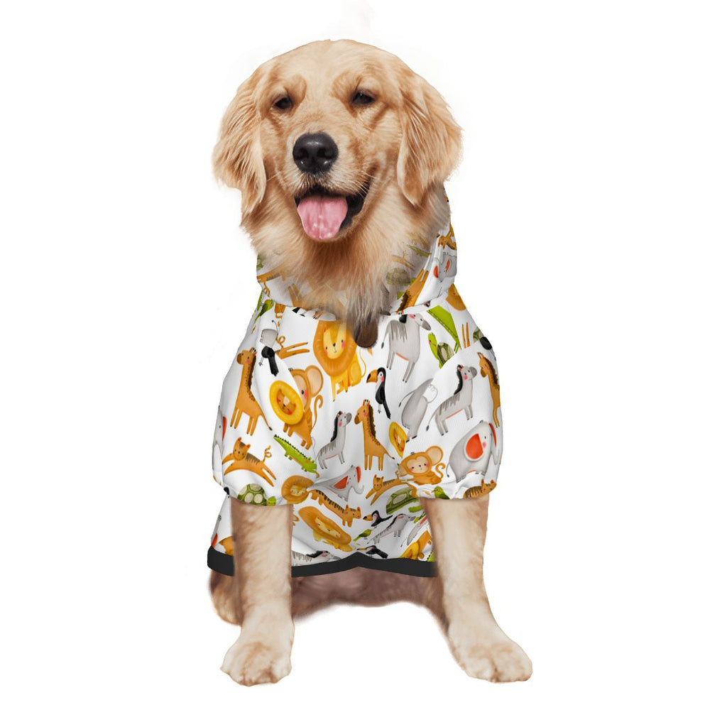 Dog wearing  Zoo Nursery Print Cat and Dog Hoodie pet hoodie side view 2