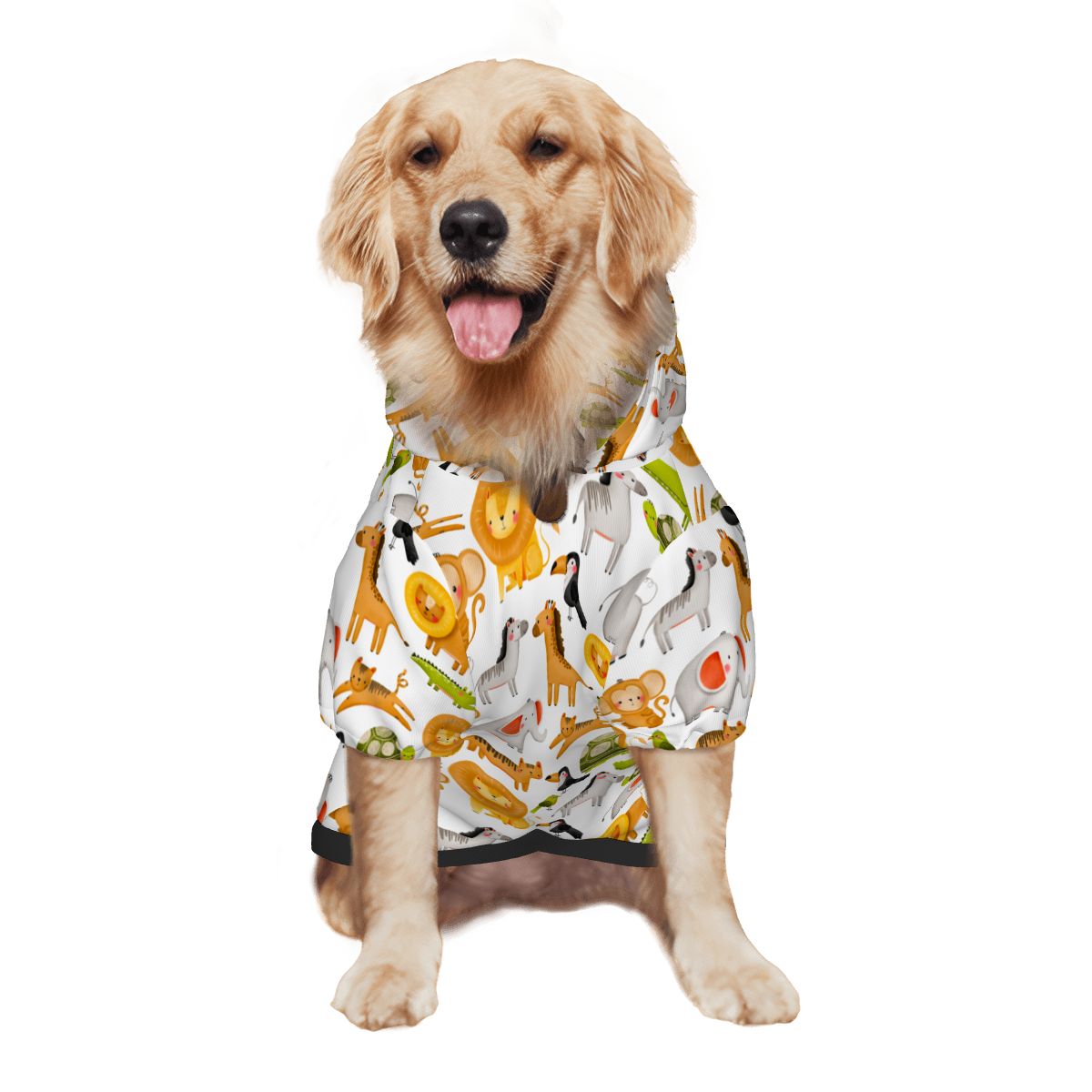 Dog wearing  Zoo Nursery Print Cat and Dog Hoodie pet hoodie side view 2