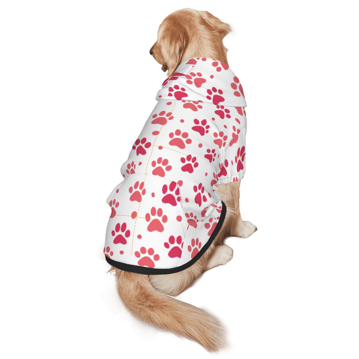 Dog wearing Pink Paw  Pet Hoodie Side View 2