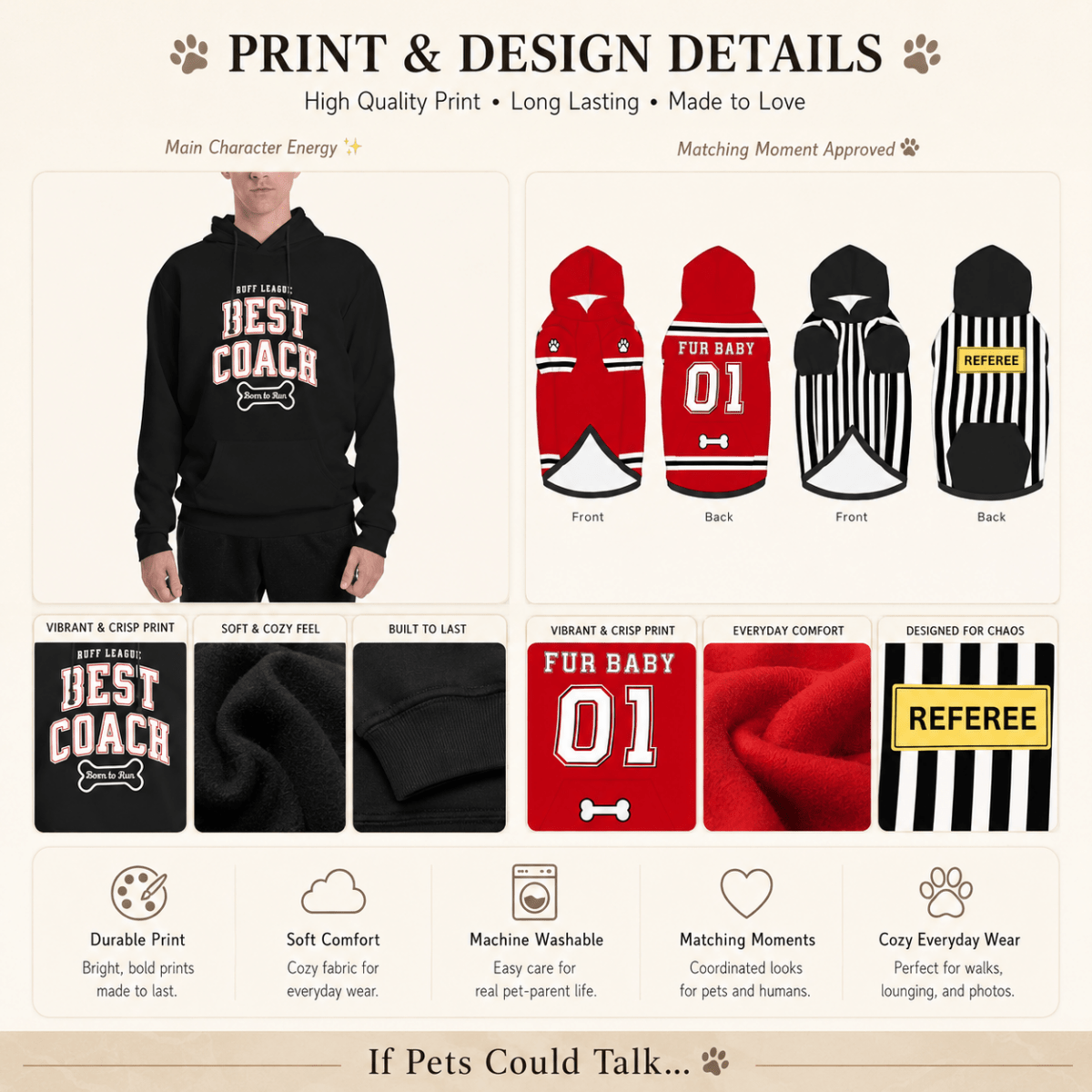 Best Coach Human and Pet Player Hoodie Set - FluffnCoSBlackSmatchingset