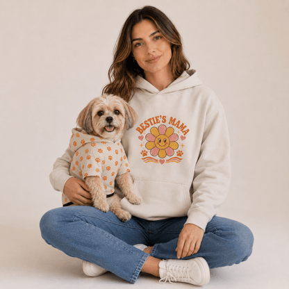 Bestie's Mama & Mama's Bestie Matching Dog & Owner Hoodie Set - FluffnCoIvoryxsS