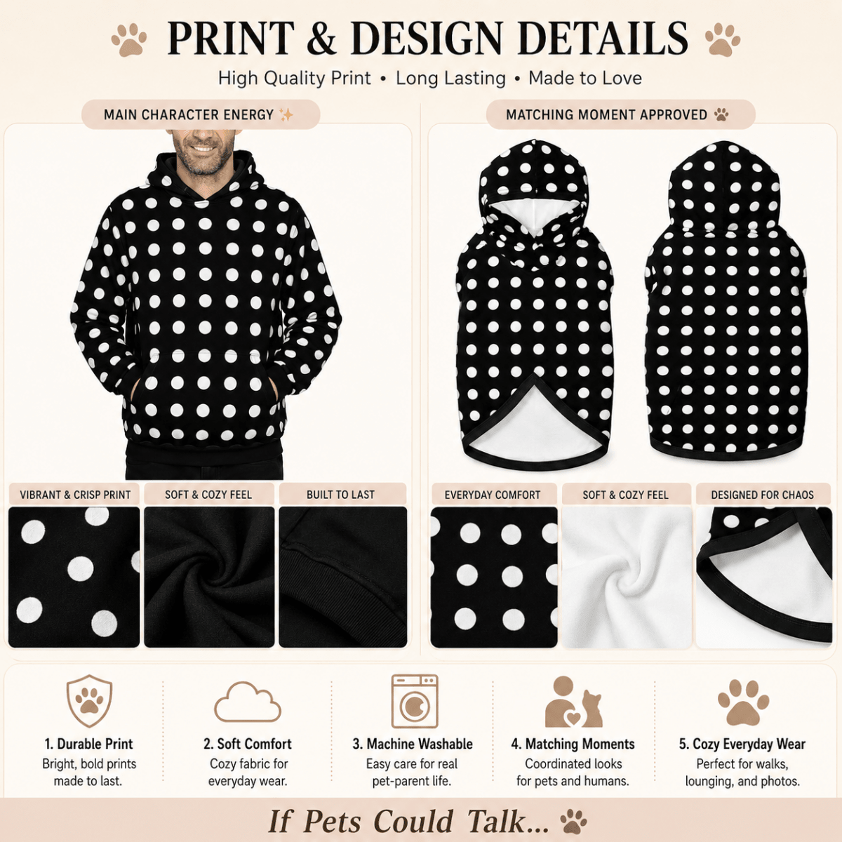 Black and White Polka Dot All Over Print Set - FluffnCoSScats