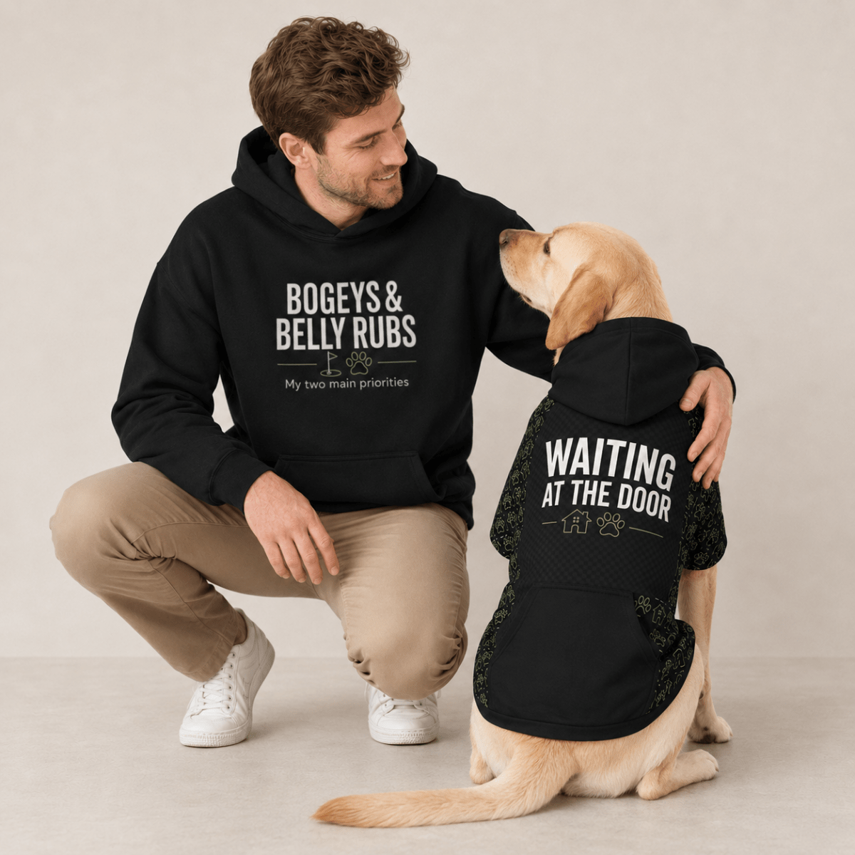 Bogeys and Belly Rubs Pet and Owner Hoodie Set - FluffnCoblackxsS