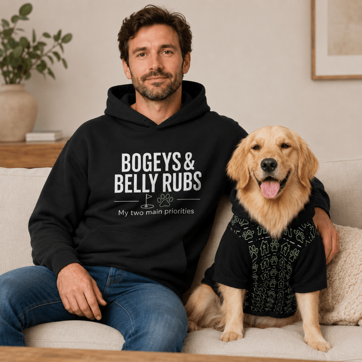 Bogeys and Belly Rubs Pet and Owner Hoodie Set - FluffnCoblackxsS