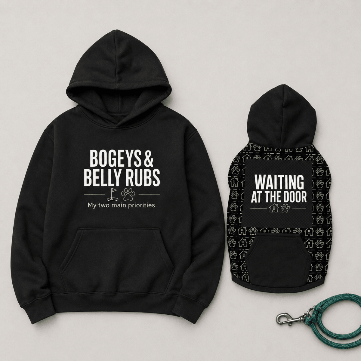 Bogeys and Belly Rubs Pet and Owner Hoodie Set - FluffnCoblackxsS