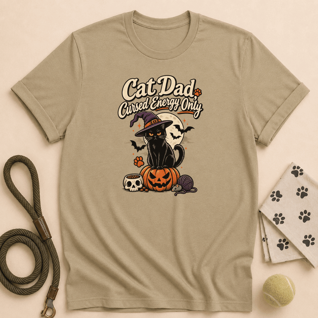 Cat Dad Cursed Energy - FluffnCoAthletic Heatherxst shirt