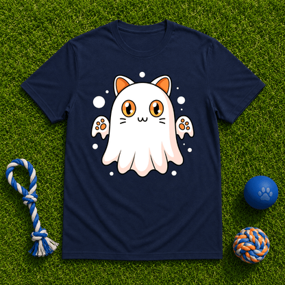 Cat Ghost Halloween T Shirt - FluffnCowhitexs