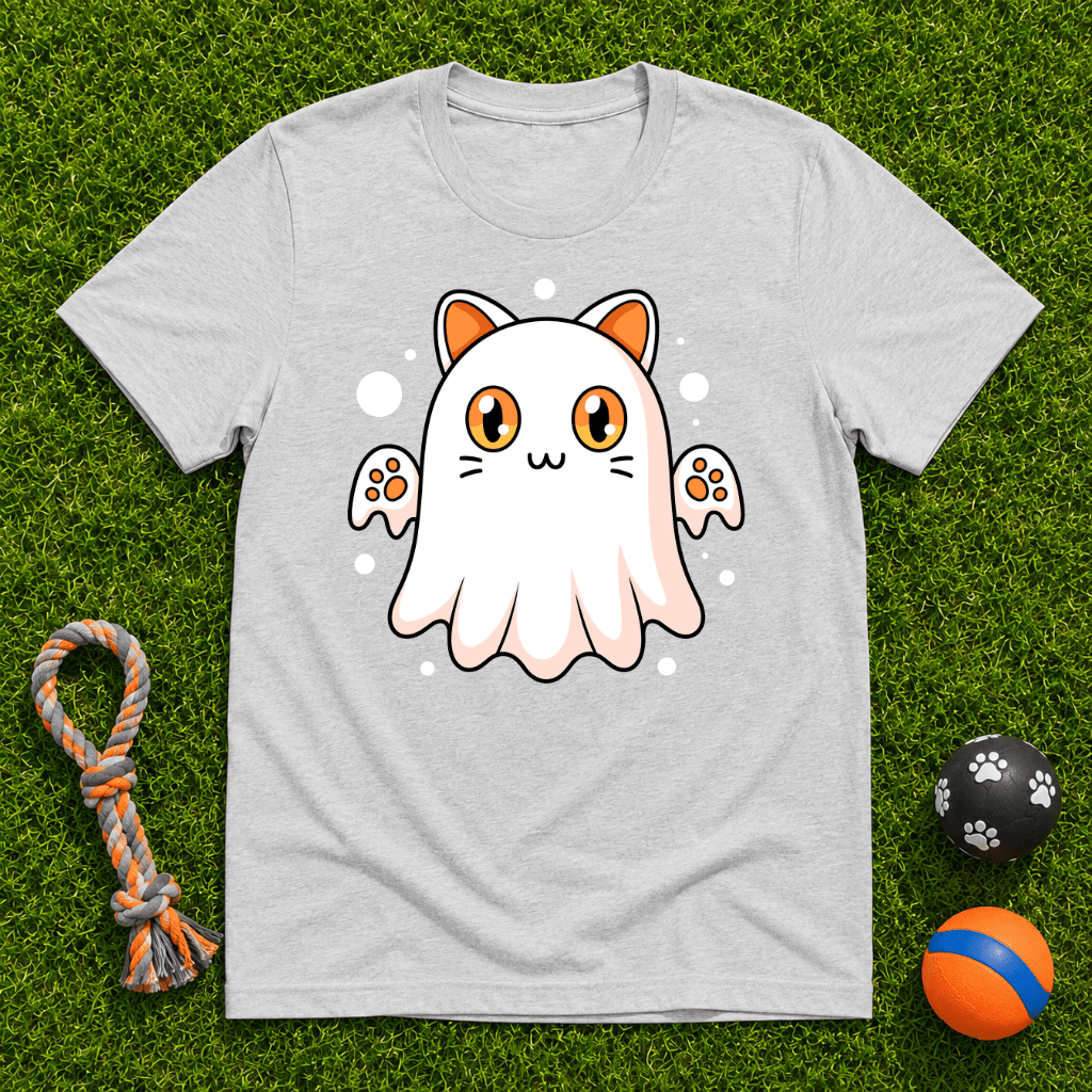 Cat Ghost Halloween T Shirt - FluffnCowhitexs