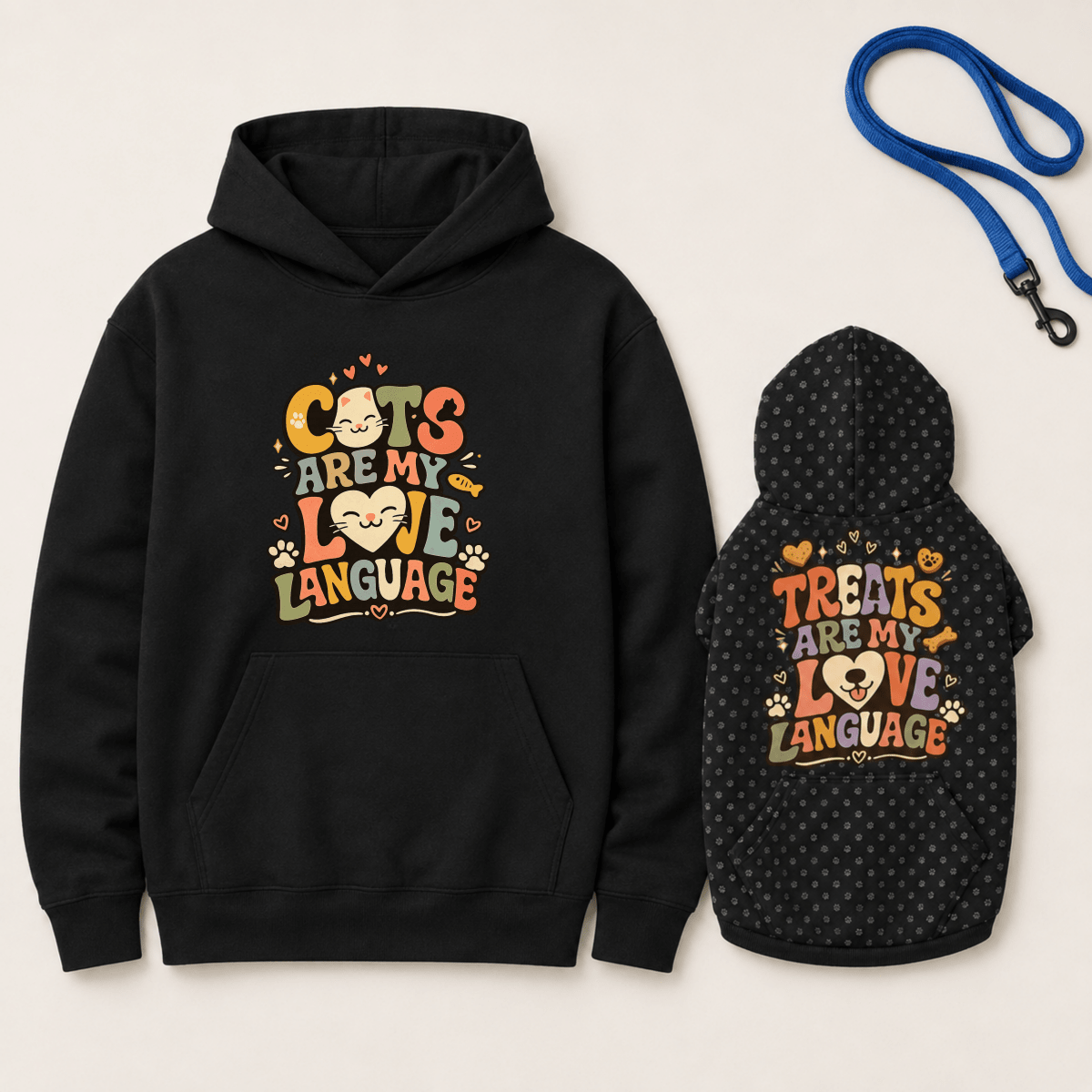 Cats are my Love Language Pet and Owner Hoodie Set - FluffnCoSandstonexsS