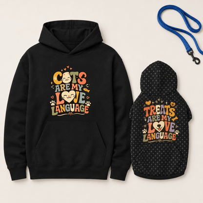 Cats are my Love Language Pet and Owner Hoodie Set - FluffnCoSandstonexsS