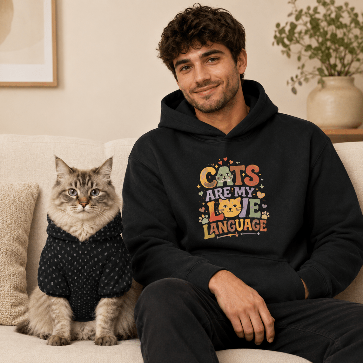 Cats are my Love Language Pet and Owner Hoodie Set - FluffnCoSandstonexsS