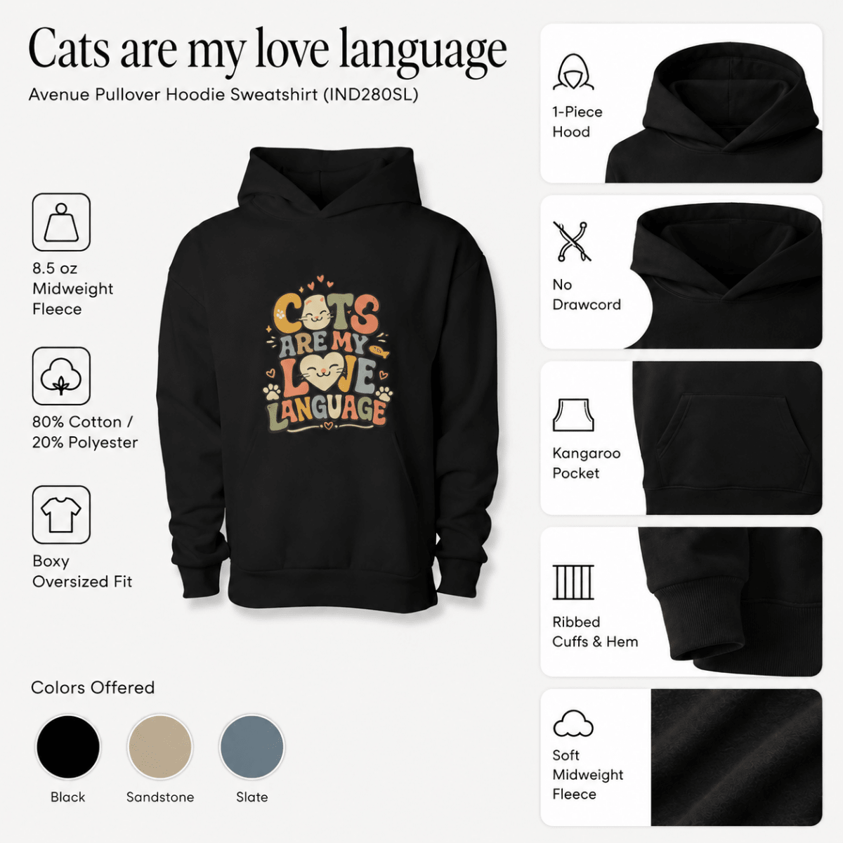 Cats are my Love Language Pet and Owner Hoodie Set - FluffnCoSandstonexsS