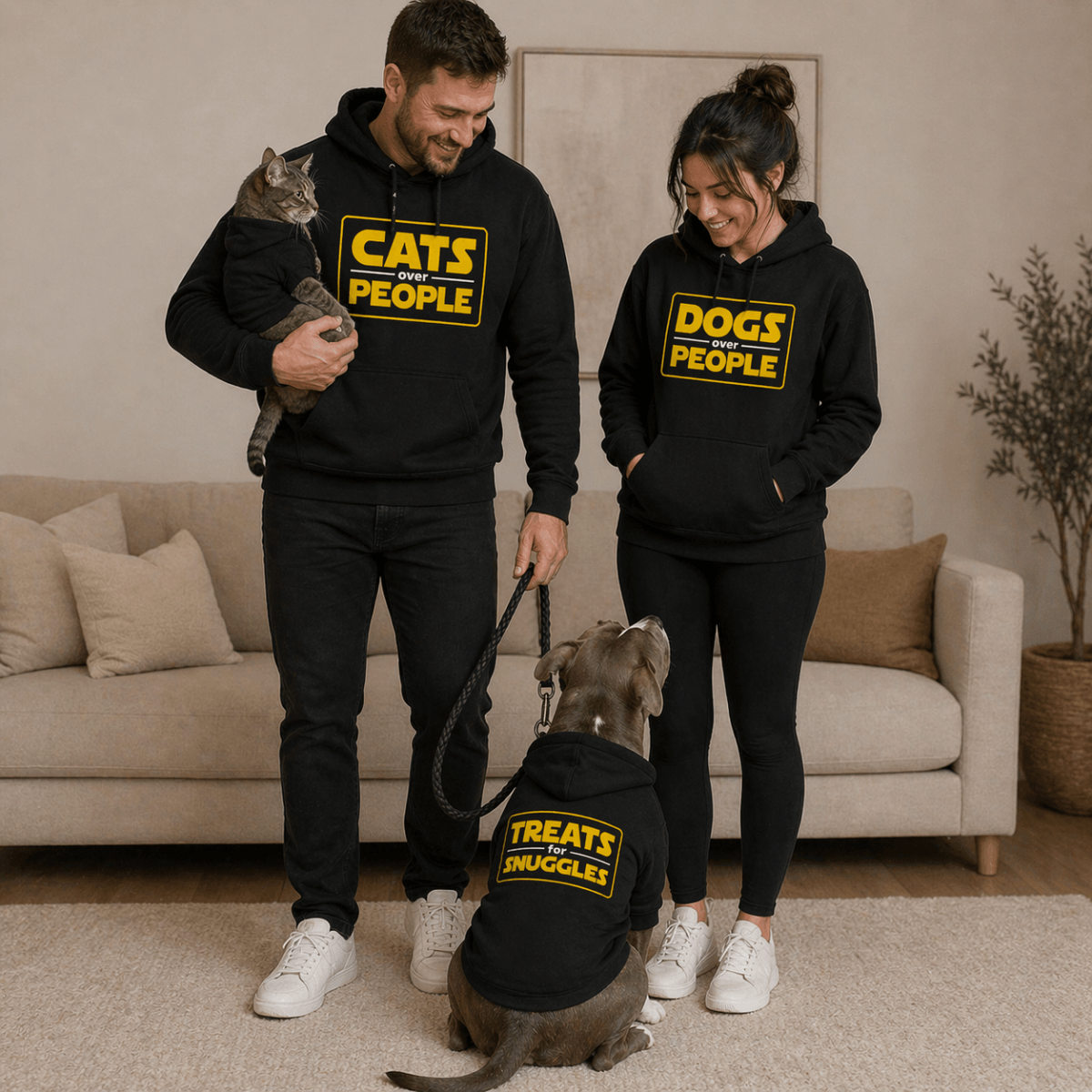 Cats Over People Matching Pet & Owner Hoodie Set - FluffnCoSblackxsmatchingset