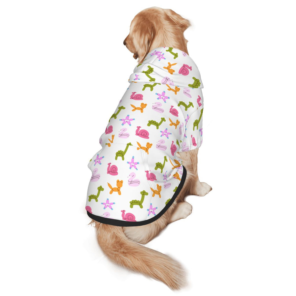 Dog wearing Balloon Animals Nursery Print pet hoodie back view