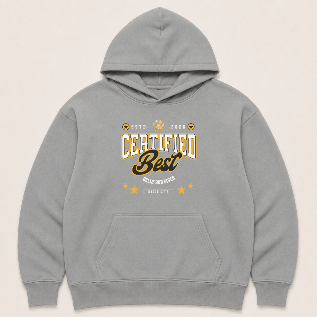 Certified Best Belly Rub Provider Human Hoodie - FluffnCoGrey Heatherxshuman only