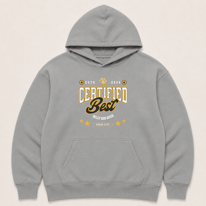 Certified Best Belly Rub Provider Human Hoodie - FluffnCoGrey Heatherxshuman only