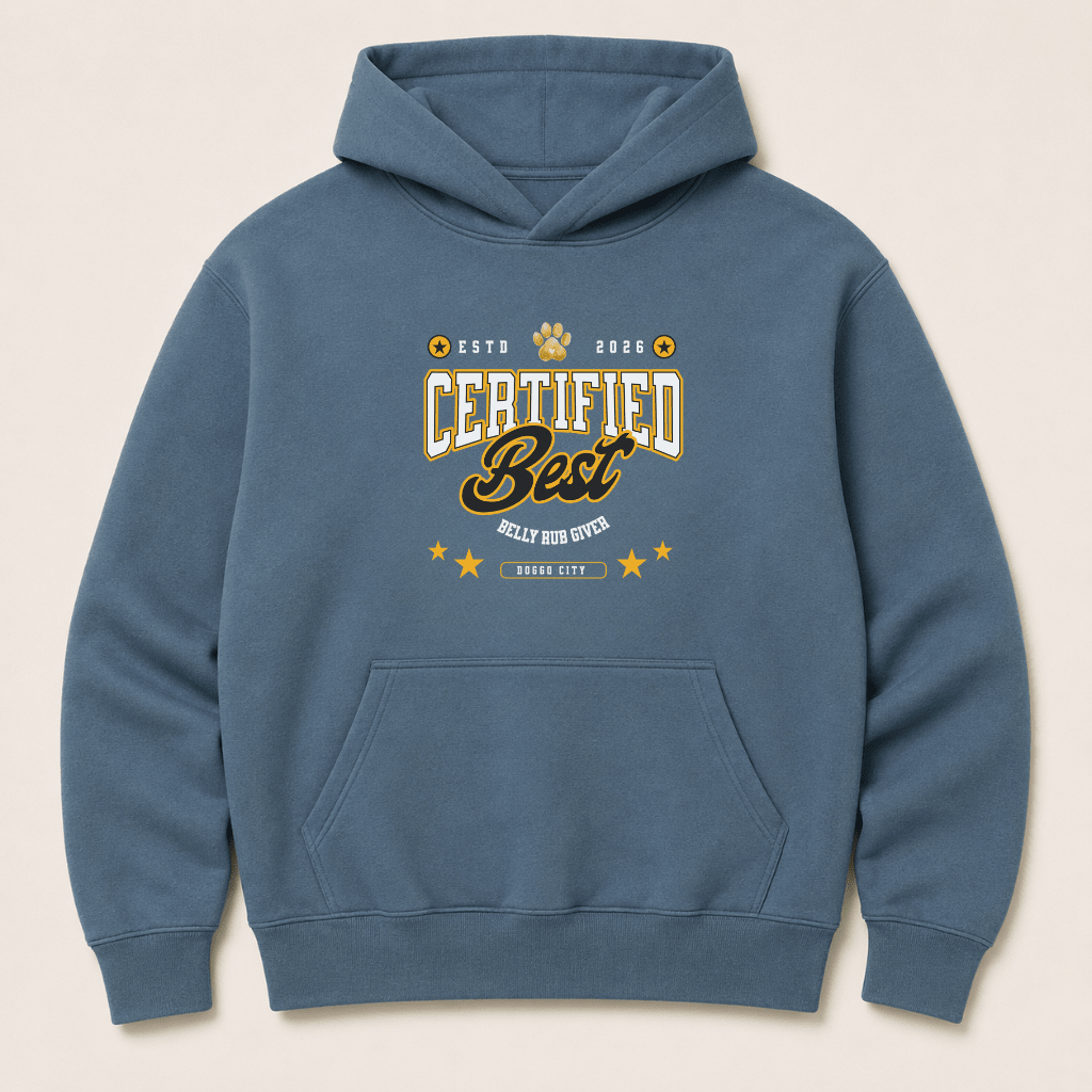 Certified Best Belly Rub Provider Human Hoodie - FluffnCoGrey Heatherxshuman only
