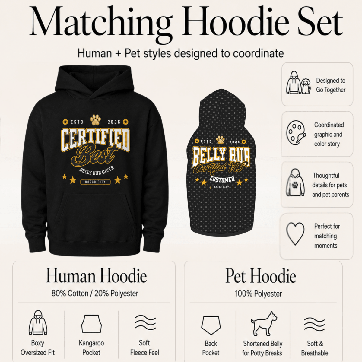 Certified Best Belly Rub Provider Matching Pet & Owner Set - FluffnCoGrey HeatherxsScats