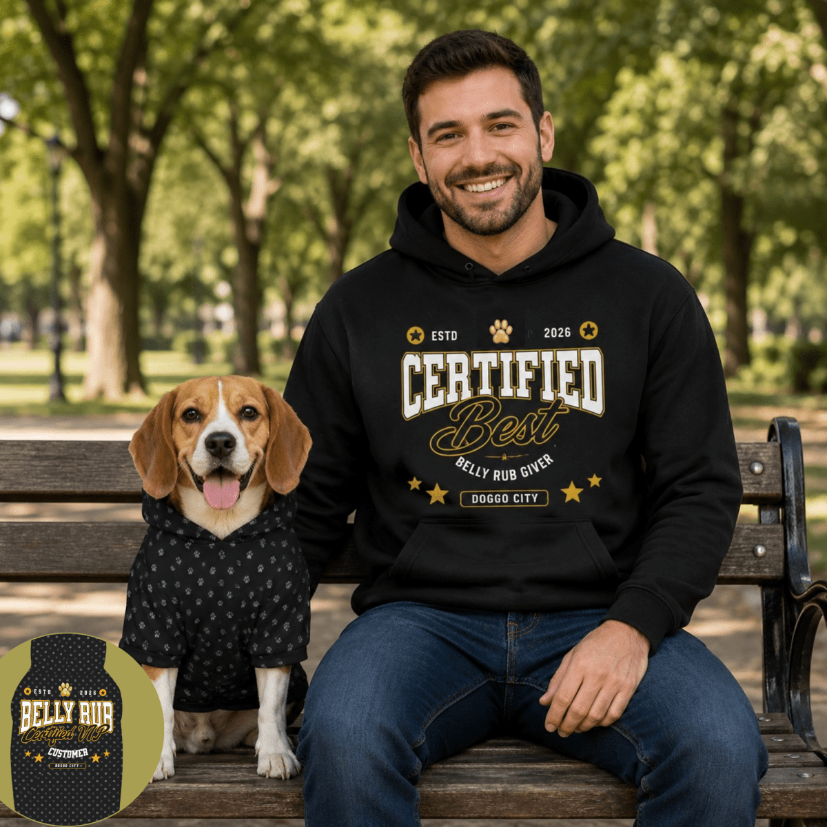 Certified Best Belly Rub Provider Matching Pet & Owner Set - FluffnCoGrey HeatherxsScats