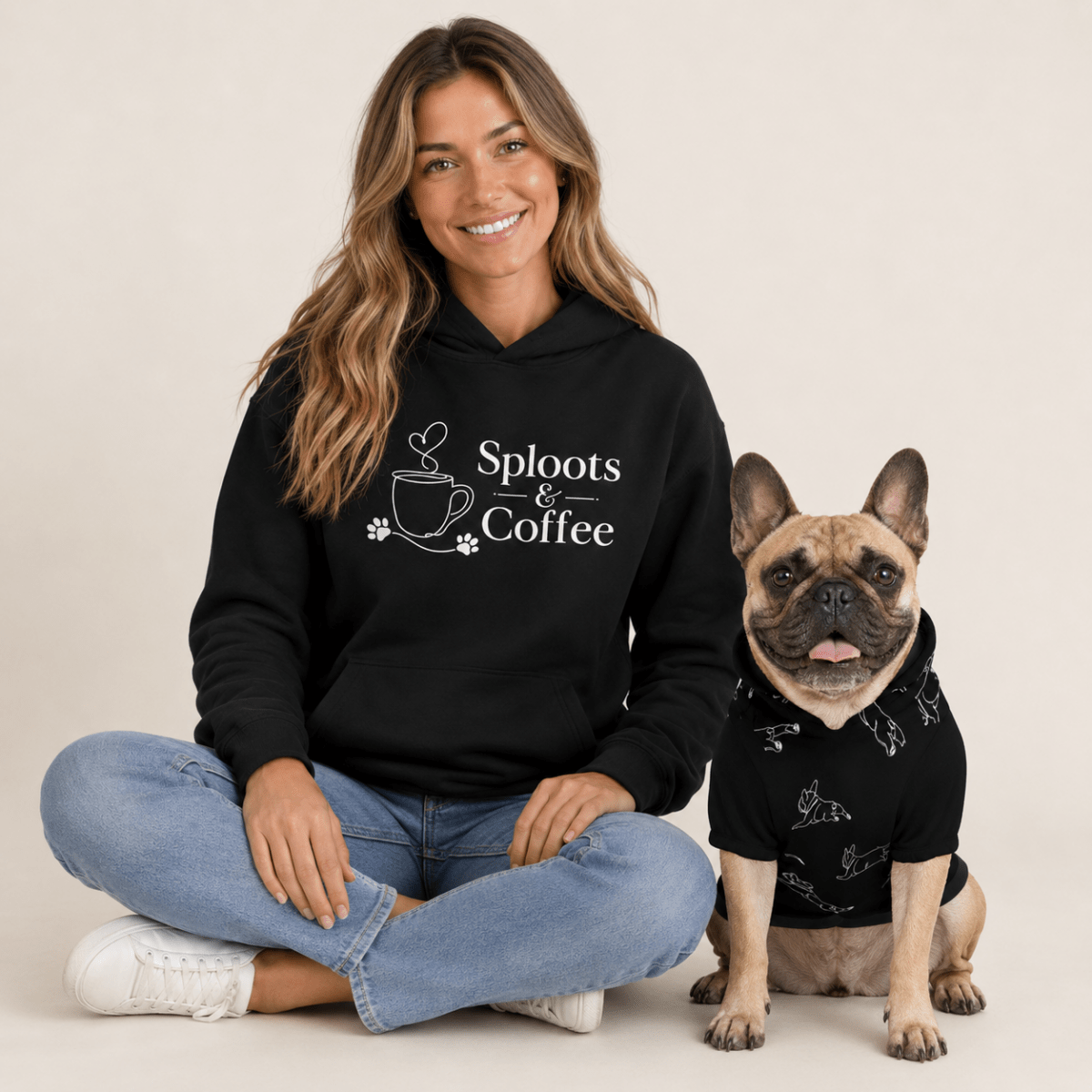 Coffee & Sploot French Bulldog Pet Hoodie - FluffnCoolivexsS