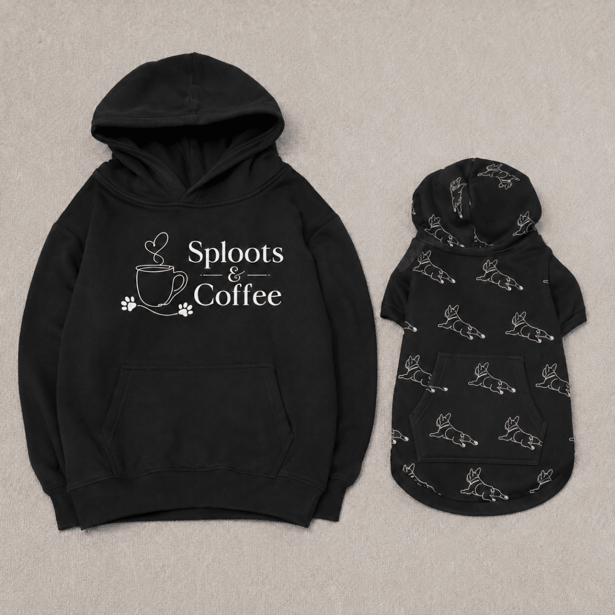 Coffee & Sploot French Bulldog Pet Hoodie - FluffnCoolivexsS