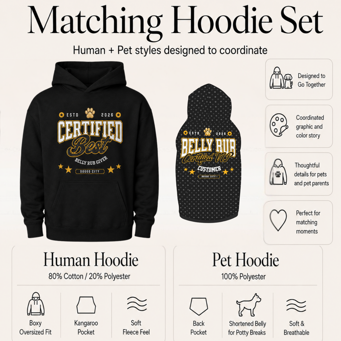 Certified Best Belly Rub Provider Matching Pet & Owner Set