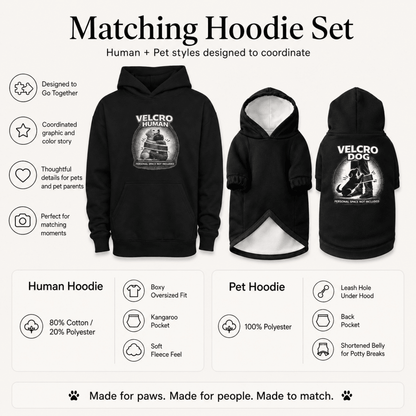 Velcro Human & Dog Pet and Human Hoodie Set - FluffnCoSBlackxsmatchingset
