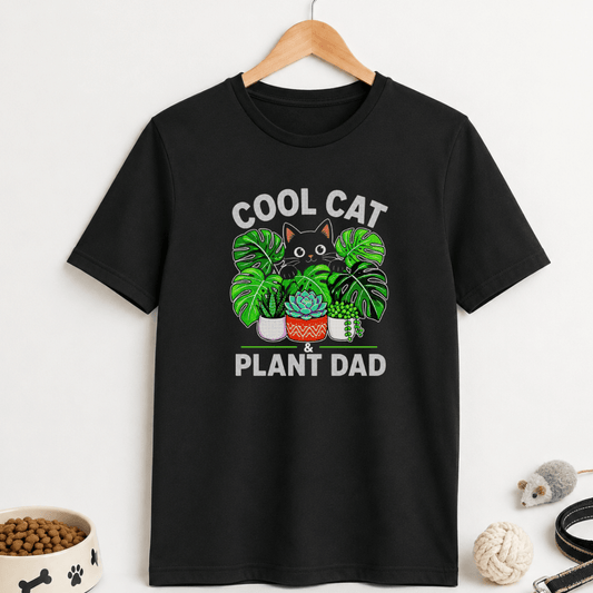 Cool Cat Plant Dad T Shirt - FluffnCoNavyxscats